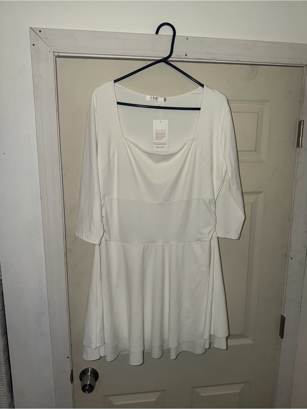 White Scoop Neck Fit-and-Flare Dress